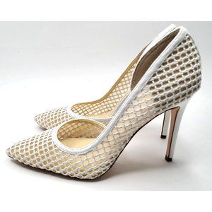 Jessica Simpson Pieree Woven Pointed Toe Pump White/Nude - Size 9